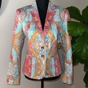 Paperwhite Women’s Pastel Paisley Single Breasted Lightweight Lined Blazer Coat